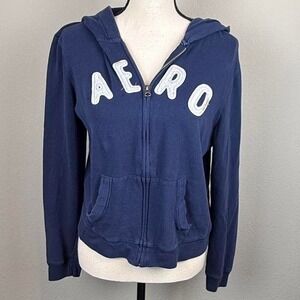 Y2K Aeropostale navy zip up hoodie Size Large
